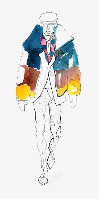 穿大衣的男人png免抠素材_88icon https://88icon.com 彩色 手绘涂鸦男人 抽象 时尚