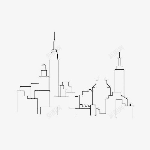 简单的城市简笔png免抠素材_88icon https://88icon.com 卡通手绘 城市 填色练习 简单 简笔城市 简笔画 线条 绘画 黑白
