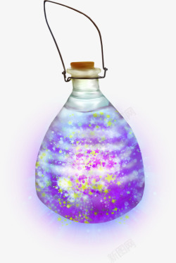 透明玻璃瓶彩色闪烁星光素材