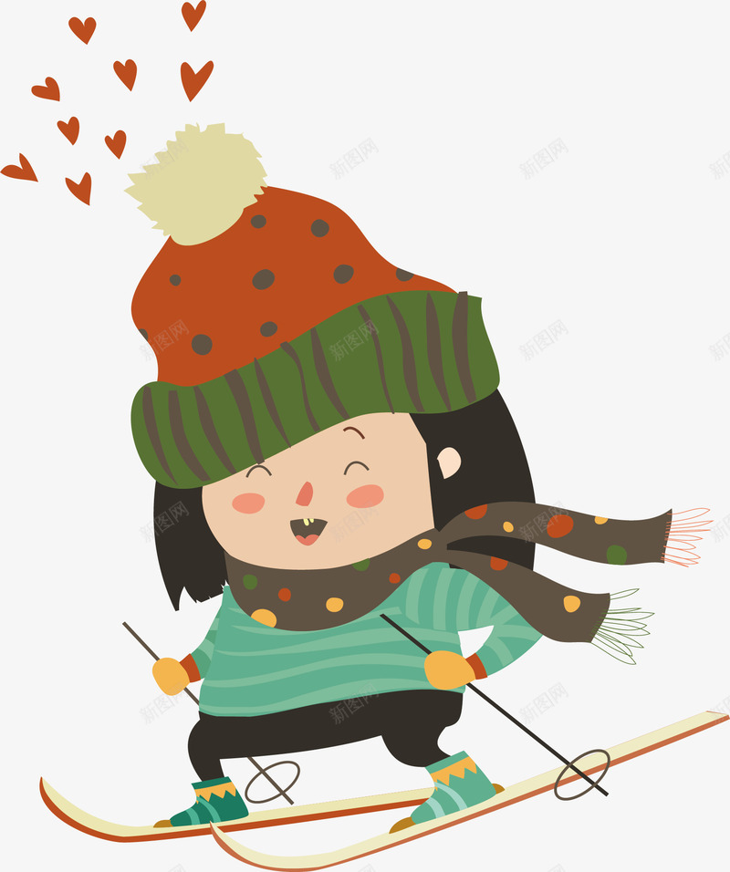 滑雪的小女孩矢量图ai免抠素材_88icon https://88icon.com 冬天 卡通手绘 女孩 小人 水彩 滑雪爱心 矢量图 高兴