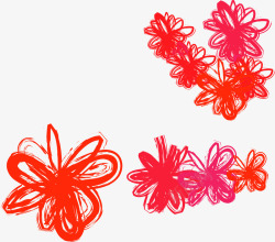 红色涂鸦花朵手绘人物素材