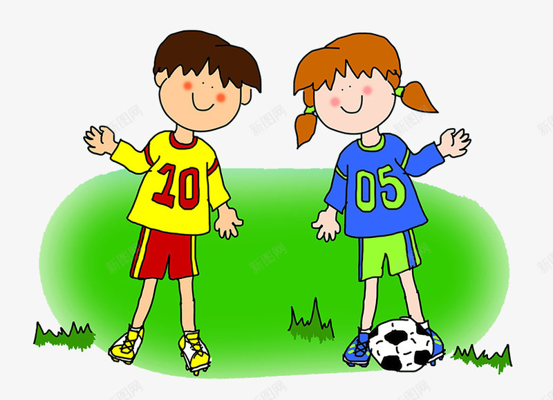 草地上踢足球的男孩女孩png免抠素材_88icon https://88icon.com 人物插图 卡通 可爱插图 男孩女孩 草地上 草地上的人 踢足球