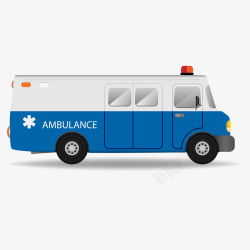 突发卡通蓝色的救护车矢量图高清图片