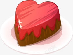 红色卡通爱心蛋糕素材