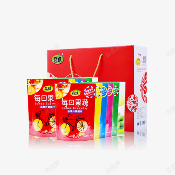 12袋装果蔬红色大礼盒psd_88icon https://88icon.com 包装 小吃 干货 年货 红色 美味 零食 黄色