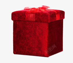 红色的毛茸茸精致的礼物盒素材