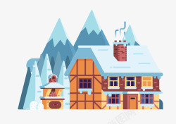 冬季卡通房子元素素材