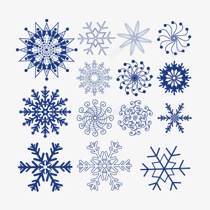 蓝色雪花png免抠素材_88icon https://88icon.com 冬天 图案 矢量素材 花纹图形 雪花