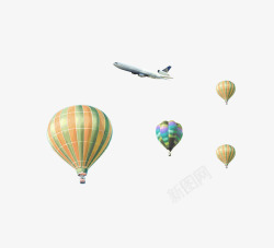 氢气球和飞机素材