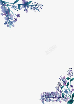 水彩紫色花藤边框素材