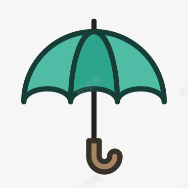 礼物线彩色手绘线稿雨伞元素矢量图图标图标