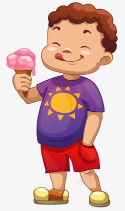 吃冰淇淋的小男孩素材
