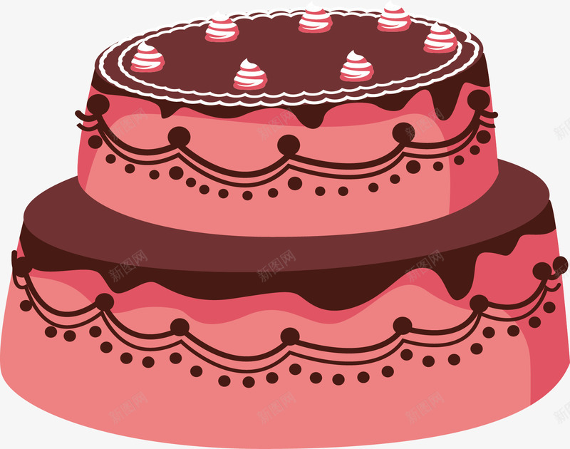卡通蛋糕矢量图ai免抠素材_88icon https://88icon.com 点心 红色双层蛋糕 食物 矢量图