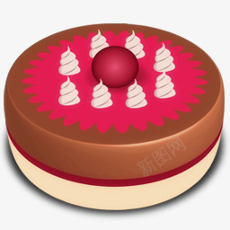 精美的巧克力蛋糕红色圆形图标图标