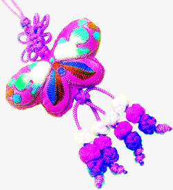 紫色蝴蝶荷包装饰品端午素材