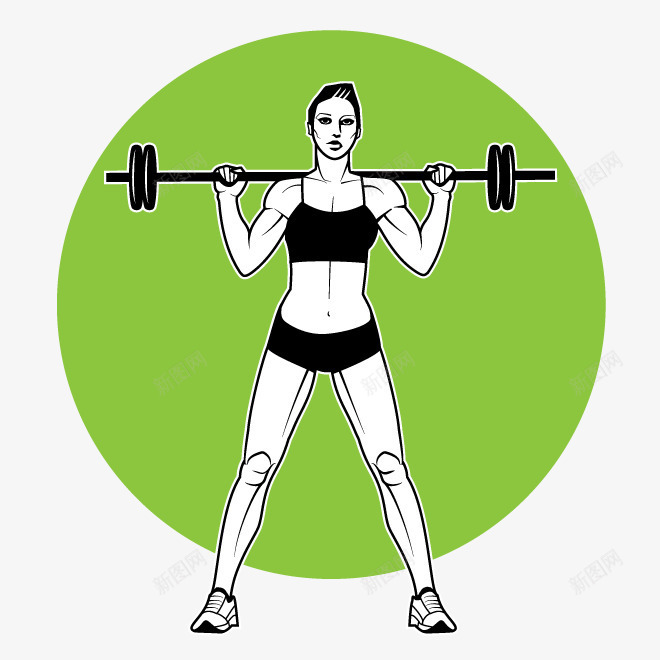 举重运动员png免抠素材_88icon https://88icon.com 健身服装 女性运动员 绿色 绿色背景 运动