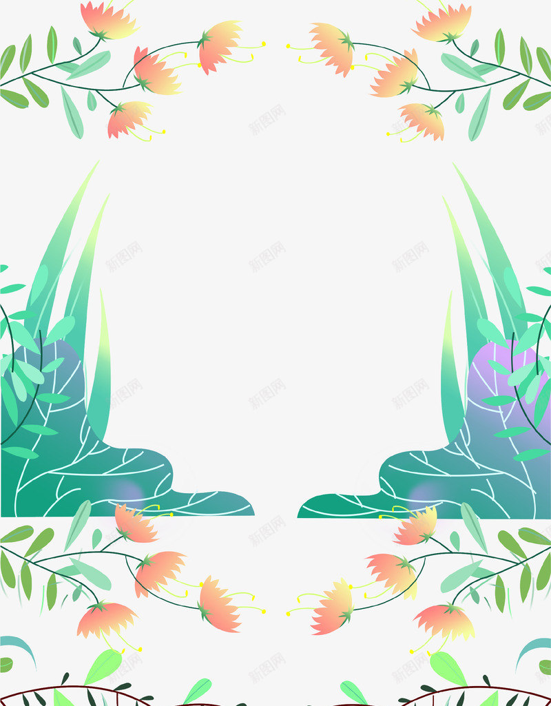 手绘绿色清新花朵树叶装饰背景png免抠素材_88icon https://88icon.com 手绘 春季 树叶 绿色 背景 花朵 装饰图案