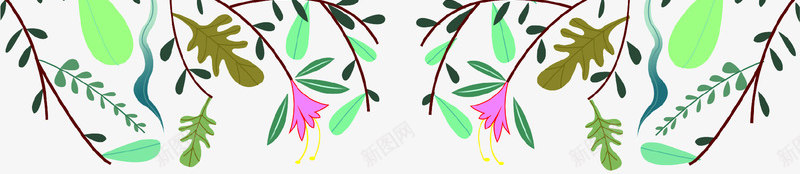 手绘绿色清新花朵树叶装饰背景png免抠素材_88icon https://88icon.com 手绘 春季 树叶 绿色 背景 花朵 装饰图案