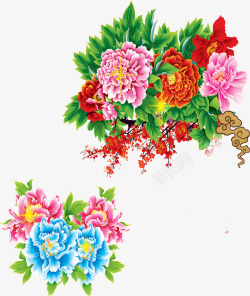 手绘富贵满堂花卉壁画素材