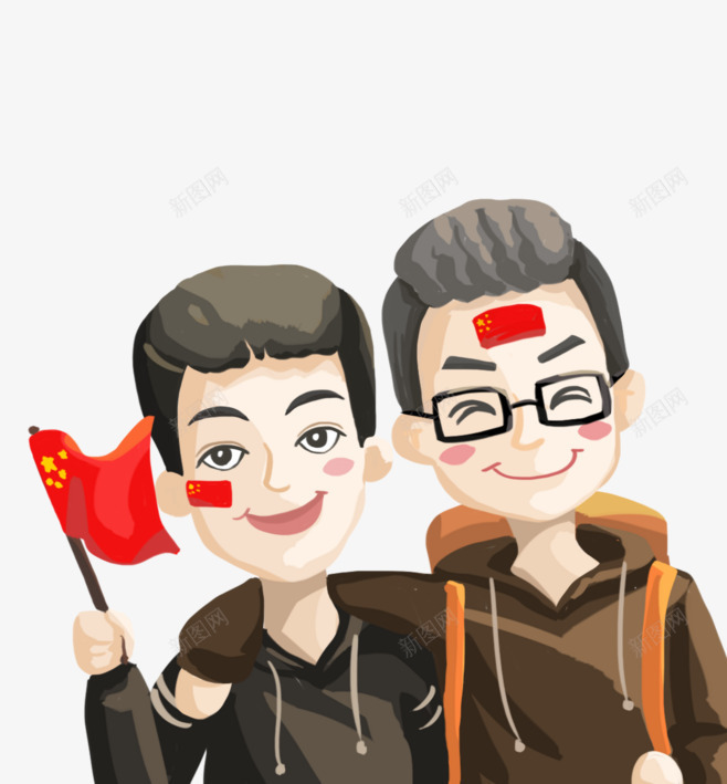 国庆节两个男孩png免抠素材_88icon https://88icon.com 两个 卡通 国庆节 国庆节两个男孩 男孩 黑色衣服