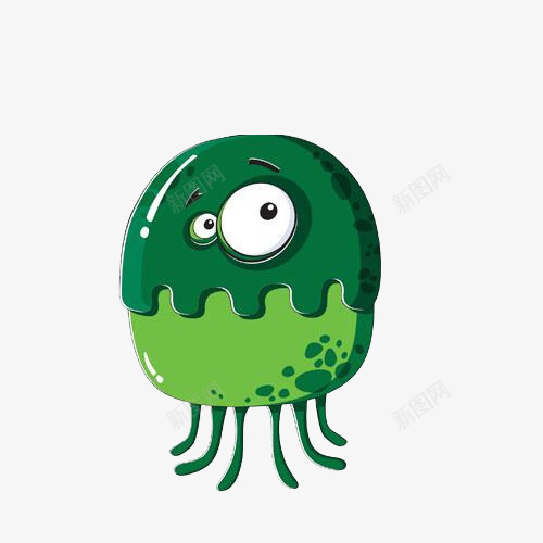 Q版卡通小怪兽png免抠素材_88icon https://88icon.com Q版 卡通 卡通生物 可爱 怪兽 细菌 绿色