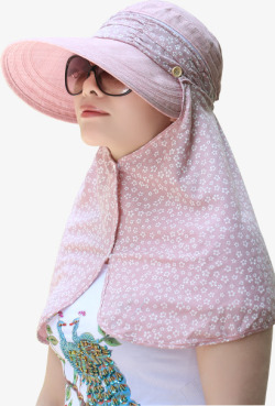 粉色时尚碎花遮阳帽女装素材