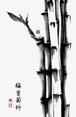 竹子节节高水墨绘竹高清图片