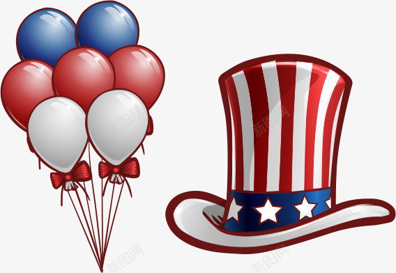 美国国旗变形帽子气球png免抠素材_88icon https://88icon.com 创意 变形 国旗 帽子 气球 美国