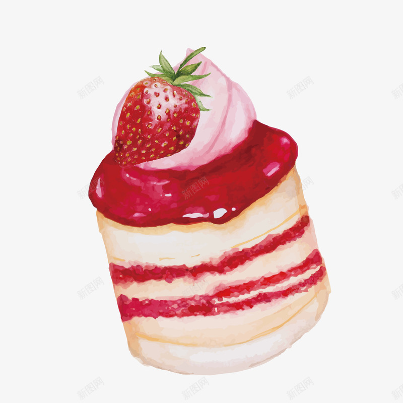 卡通水彩手绘草莓蛋糕矢量图ai免抠素材_88icon https://88icon.com 卡通 手绘 水彩 美食 草莓 蛋糕 食物 矢量图