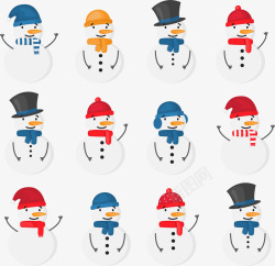 微笑的雪人12款白色微笑雪人矢量图高清图片