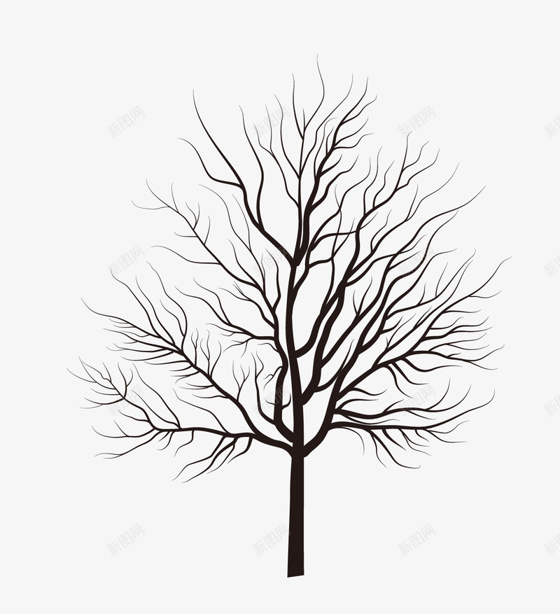 干枯的树矢量图eps免抠素材_88icon https://88icon.com 冬天 大树 干枯的树 树枝 矢量树木 矢量图