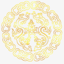中国传统图案金色烫金花纹图素材