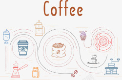 咖啡生产工艺流程矢量图素材