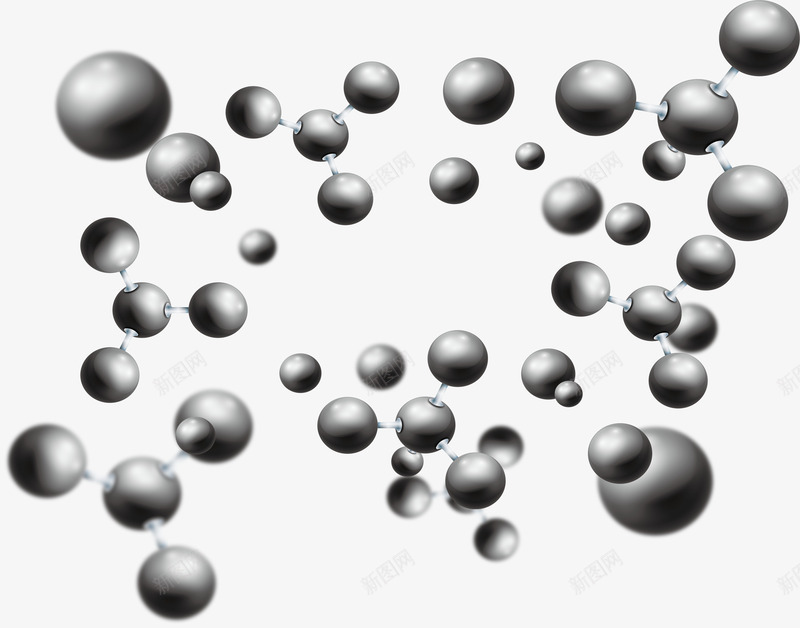 黑色质感分子结构矢量图ai免抠素材_88icon https://88icon.com 分子 分子结构 灰色质感 生物分子 矢量png 科技感 矢量图