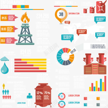 数据统计PPT能源化工石油制造行业等图标图标