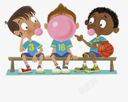 男学生打篮球卡通插画卡通小孩高清图片