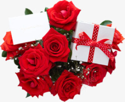 海报植物玫瑰花红色礼盒素材