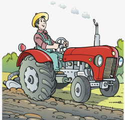 卡通插图农地拖拉机种植素材