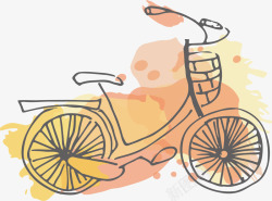 橘色水彩共享单车素材