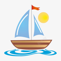 卡通海浪浪帆船高清图片