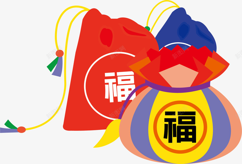 福袋png免抠素材_88icon https://88icon.com 喜庆 矢量素材 福 福袋 袋子 过节