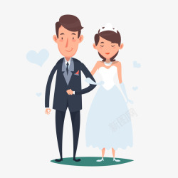 卡通幸福的婚礼新人素材