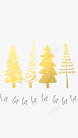 烫金植物素材金色圣诞树高清图片