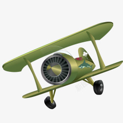 卡通绿色玩具飞机矢量图素材