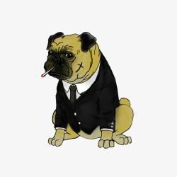 不高兴卡通抽烟不高兴的狗先生高清图片