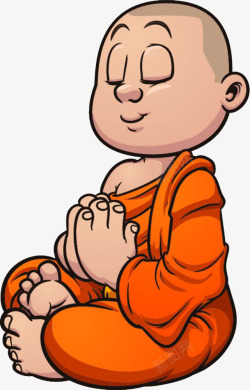 佛教僧侣卡通插图僧人念经高清图片