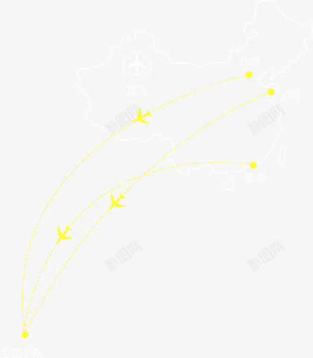黄色卡通飞行路线png免抠素材_88icon https://88icon.com 卡通 路线 飞行 黄色