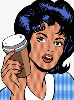 装饰插图喝外带咖啡的女士素材