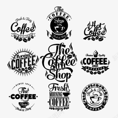 8字艺术字咖啡logo艺术字元素图标图标