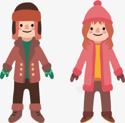 冬天装扮的孩子矢量图素材